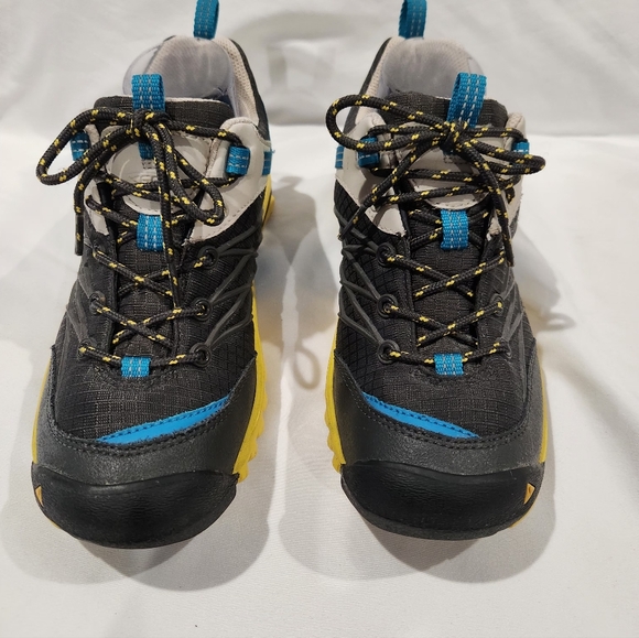 Women's Keen Marshall WP Light Gray, Yellow and Blue Hiking Shoes - Picture 4 of 9